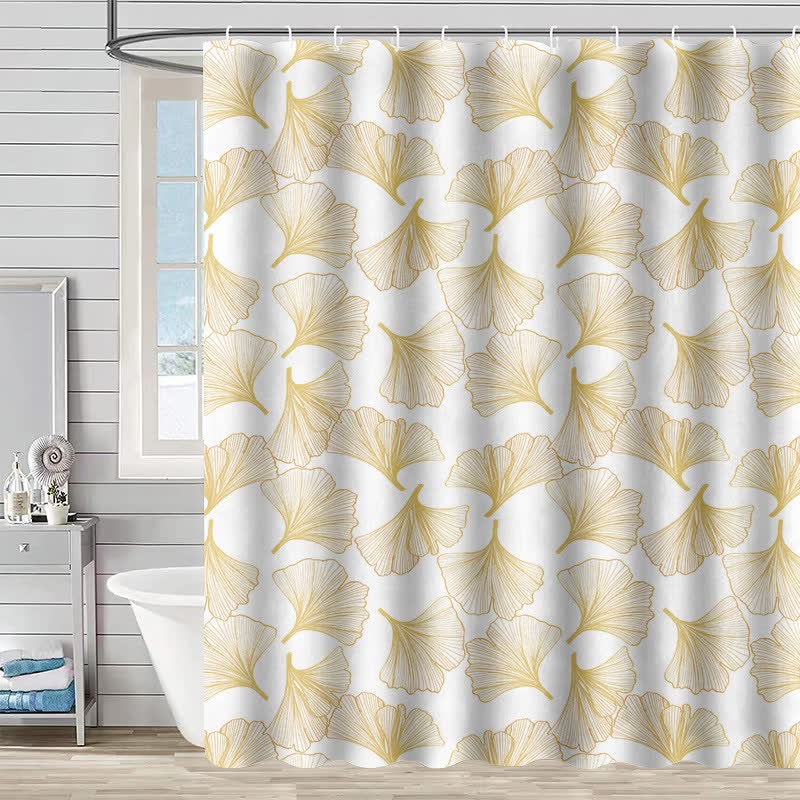 Rideau de douche à motif de fleurs de ginkgo - Blanc - 230 cm x 180 cm - image 4