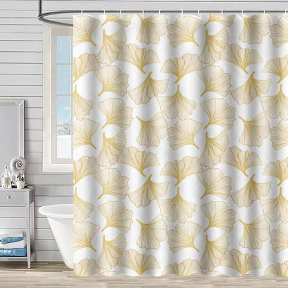 Rideau de douche à motif de fleurs de ginkgo - Blanc - 230 cm x 180 cm - image 4