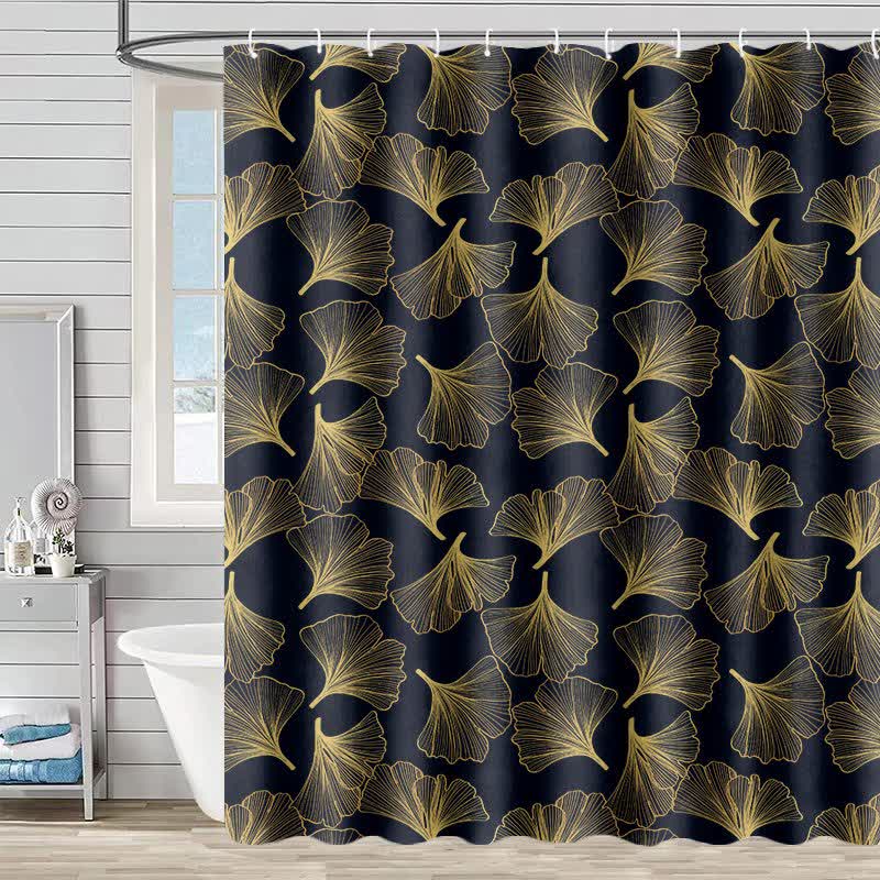 Rideau de douche à motif de fleurs de ginkgo - Noir - 230 cm x 180 cm - image 6