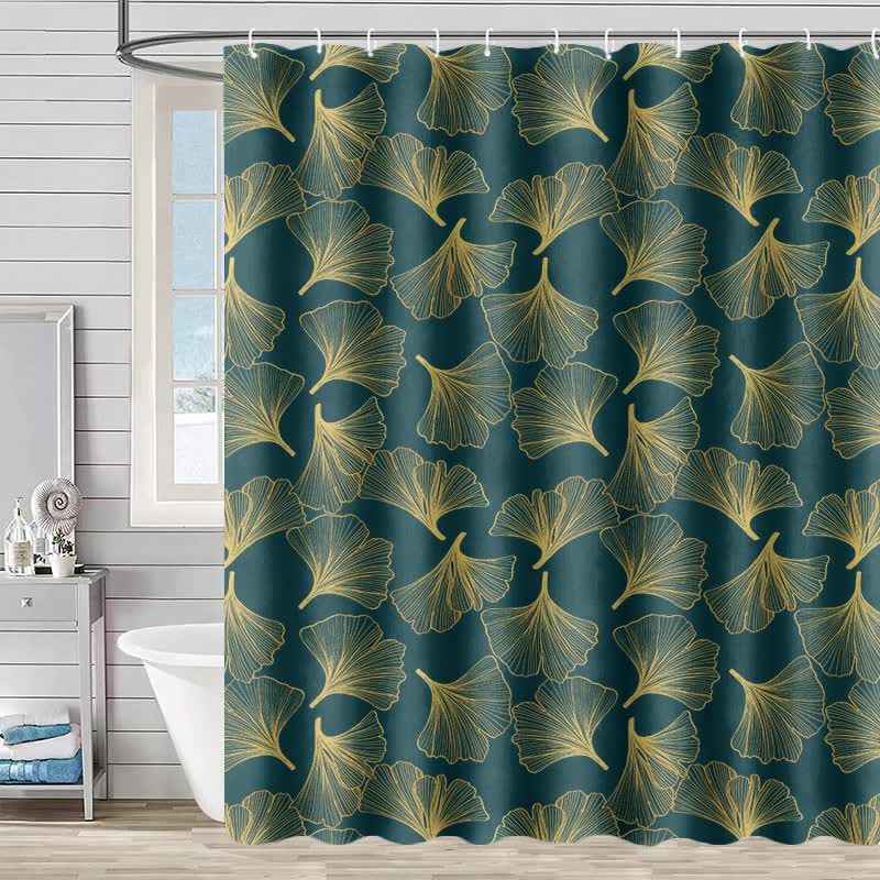 Rideau de douche à motif de fleurs de ginkgo - Vert - 230 cm x 180 cm - image 2