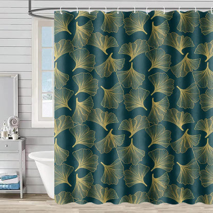 Rideau de douche à motif de fleurs de ginkgo - Vert - 230 cm x 180 cm - image 2