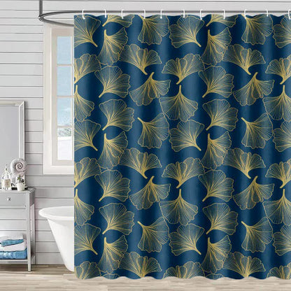 Rideau de douche à motif de fleurs de ginkgo - Bleu - 230 cm x 180 cm - image 0