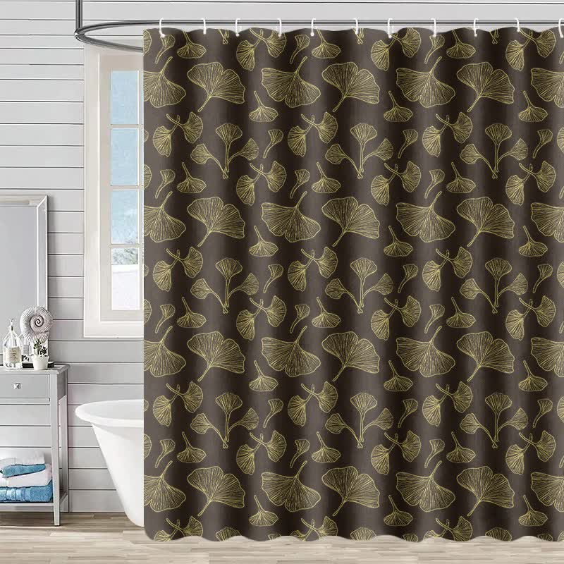 Rideau de douche à motif inspiré du ginkgo - Gris foncé - 230 cm x 180 cm - image 6