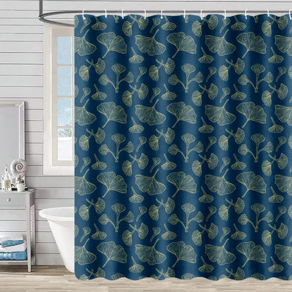 Rideau de douche à motif inspiré du ginkgo - Bleu - 230 cm x 180 cm - image 2