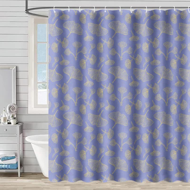 Rideau de douche à motif inspiré du ginkgo - Violet - 230 cm x 180 cm - image 0