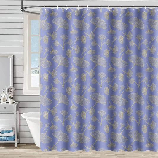 Rideau de douche à motif inspiré du ginkgo - Violet - 230 cm x 180 cm - image 0