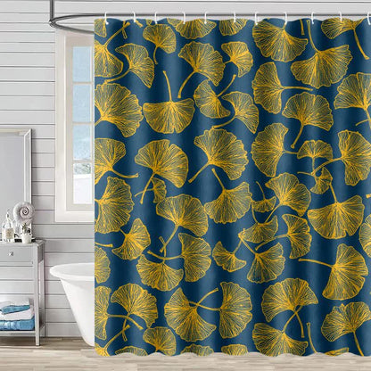 Rideau de douche à motif artistique de feuilles de ginkgo - Bleu - 230 cm x 180 cm - image 2