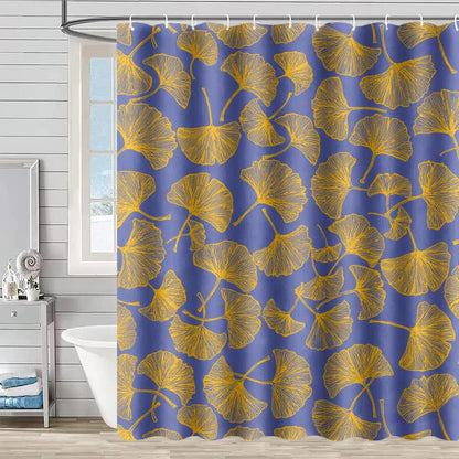 Rideau de douche à motif artistique de feuilles de ginkgo - Violet - 230 cm x 180 cm - image 4