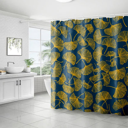 Rideau de douche à motif artistique de feuilles de ginkgo - image 3