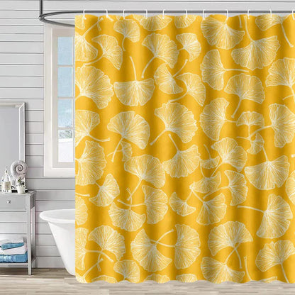 Rideau de douche à motif artistique de feuilles de ginkgo - Jaune - 230 cm x 180 cm - image 0