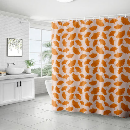Rideau de douche à motif de feuilles de ginkgo orange - image 1
