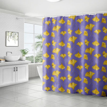 Rideau de douche à motif de feuilles de ginkgo dorées - image 3