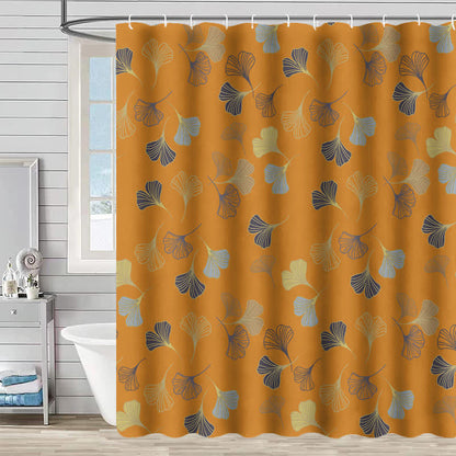 Rideau de douche élégant à motif de feuilles de ginkgo - Orange - 230 cm x 180 cm - image 2