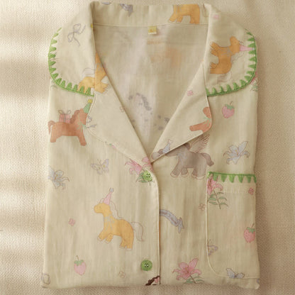 Pyjama en coton brossé à motifs de poneys et de fleurs. - image 7