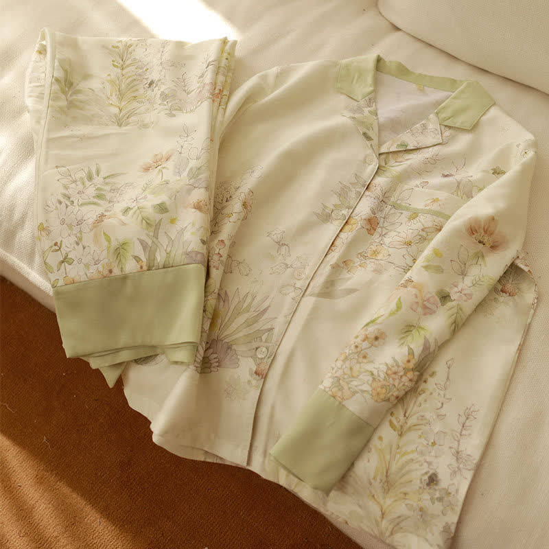 Ensemble de vêtements d'intérieur à manches longues et à motif floral rustique - image 9