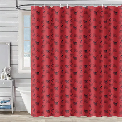 Rideau de douche à motif de feuilles de ginkgo - Rouge et noir - 230 cm x 180 cm - image 2