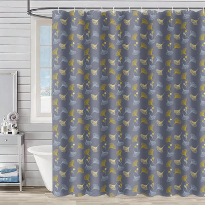 Rideau de douche à motif de feuilles de ginkgo - Gris - 230 cm x 180 cm - image 6
