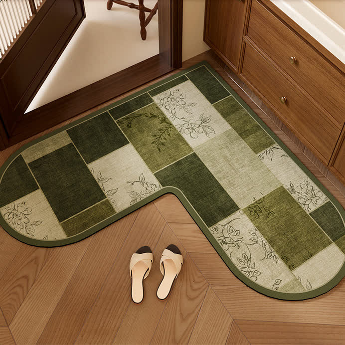 Tapis en forme de L à motifs géométriques et floraux - 140 cm x 140 cm x 45 cm - image 0