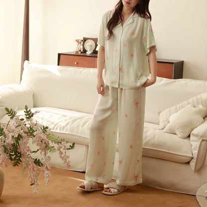 Ensemble pyjama vert frais à motifs floraux - image 15