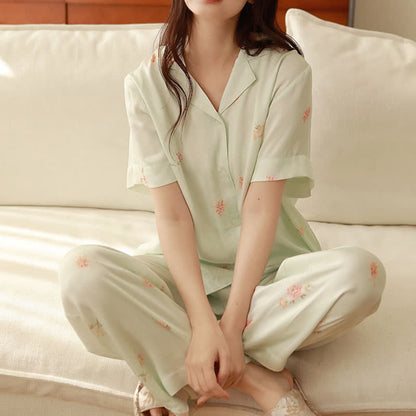 Ensemble pyjama vert frais à motifs floraux - image 20