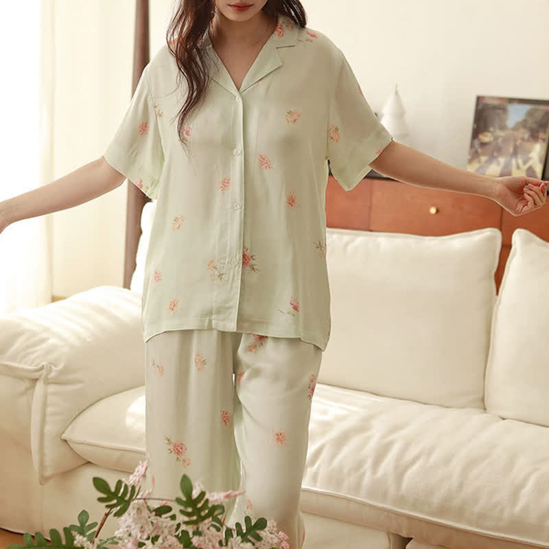 Ensemble pyjama vert frais à motifs floraux - image 18