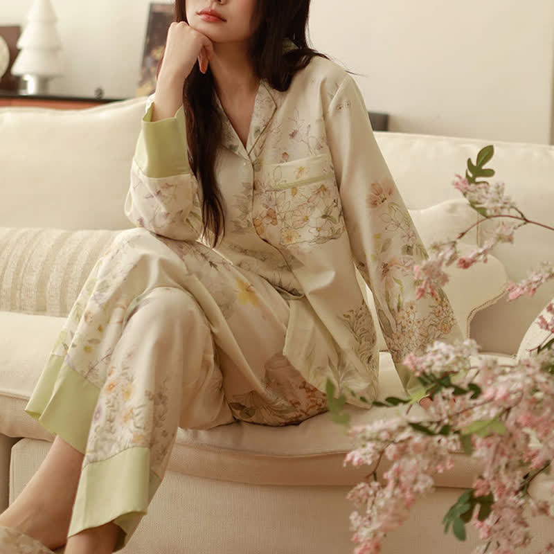 Ensemble de vêtements d'intérieur à manches longues et à motif floral rustique - image 1