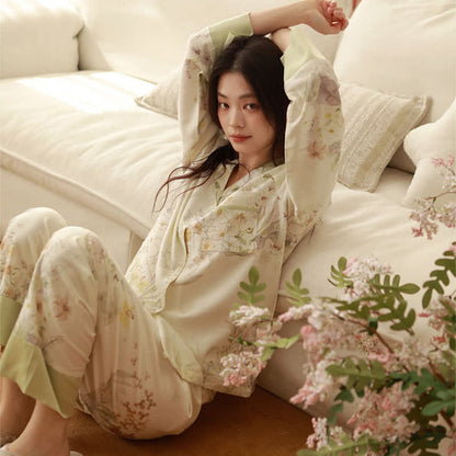 Ensemble de vêtements d'intérieur à manches longues et à motif floral rustique - image 4