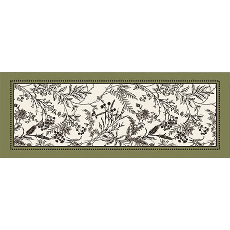 Tapis vintage élégant à motif floral - Vert - 100 cm x 200 cm - image 1