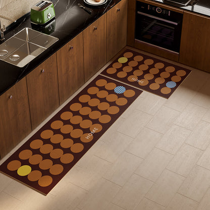 Tapis de cuisine géométrique à pois - Orange - 45 cm x 180 cm - image 0