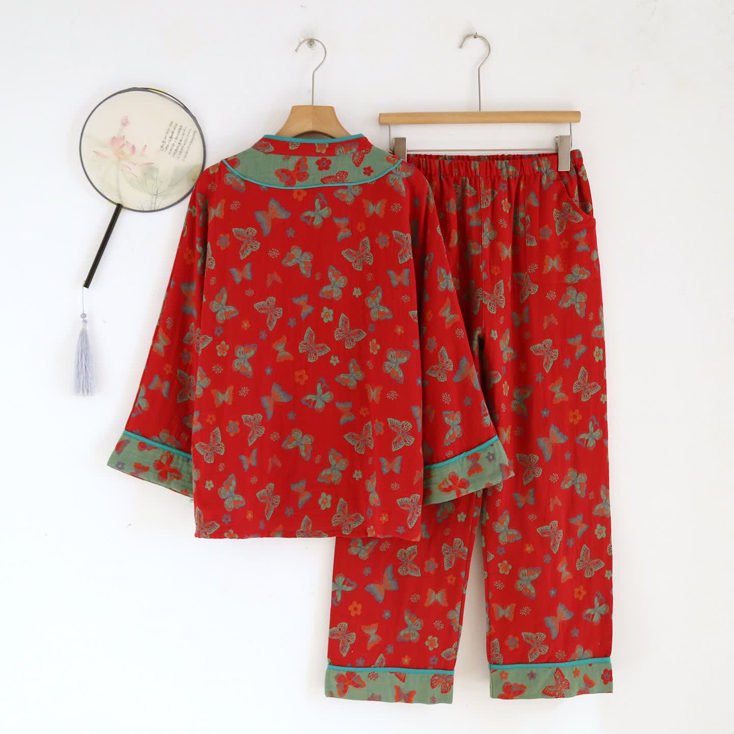 Ensemble pyjama en coton style papillon oriental - image 2