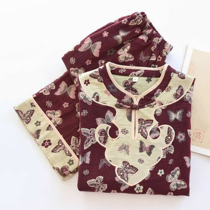 Ensemble pyjama en coton style papillon oriental - image 4