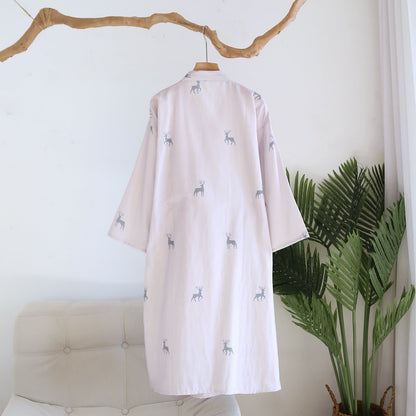 Peignoir de style kimono en gaze de coton à motif de cerf pour couples - image 2