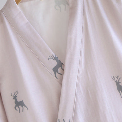 Peignoir de style kimono en gaze de coton à motif de cerf pour couples - image 5