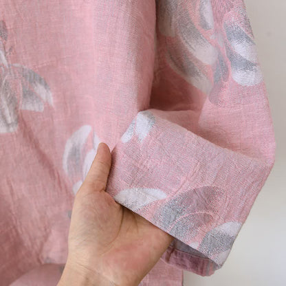 Ensemble pyjama en coton à motif pivoine et col montant - image 5
