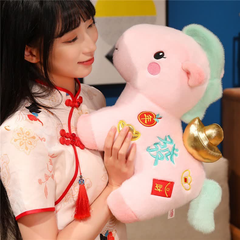 Décoration en peluche cheval porte-bonheur rose - image 9