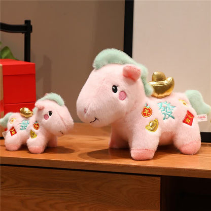 Décoration en peluche cheval porte-bonheur rose - image 4