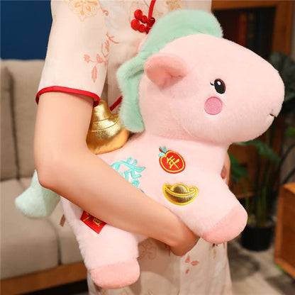 Décoration en peluche cheval porte-bonheur rose - 2 pièces - 32 cm - image 10