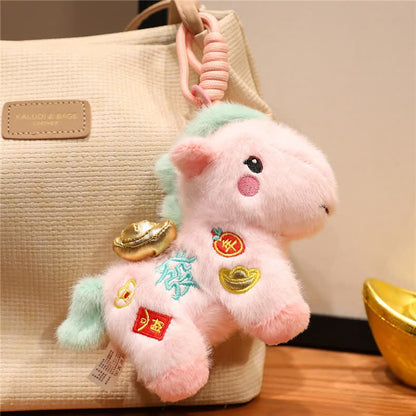 Décoration en peluche cheval porte-bonheur rose - 2 pièces - 12 cm - image 15