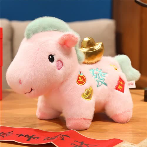 Décoration en peluche cheval porte-bonheur rose - image 13