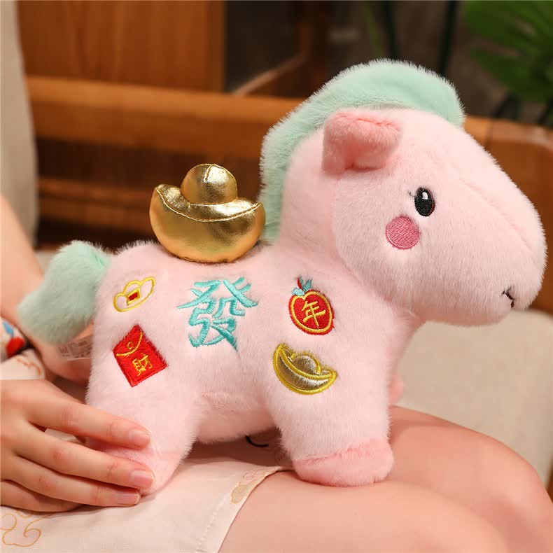 Décoration en peluche cheval porte-bonheur rose - image 11