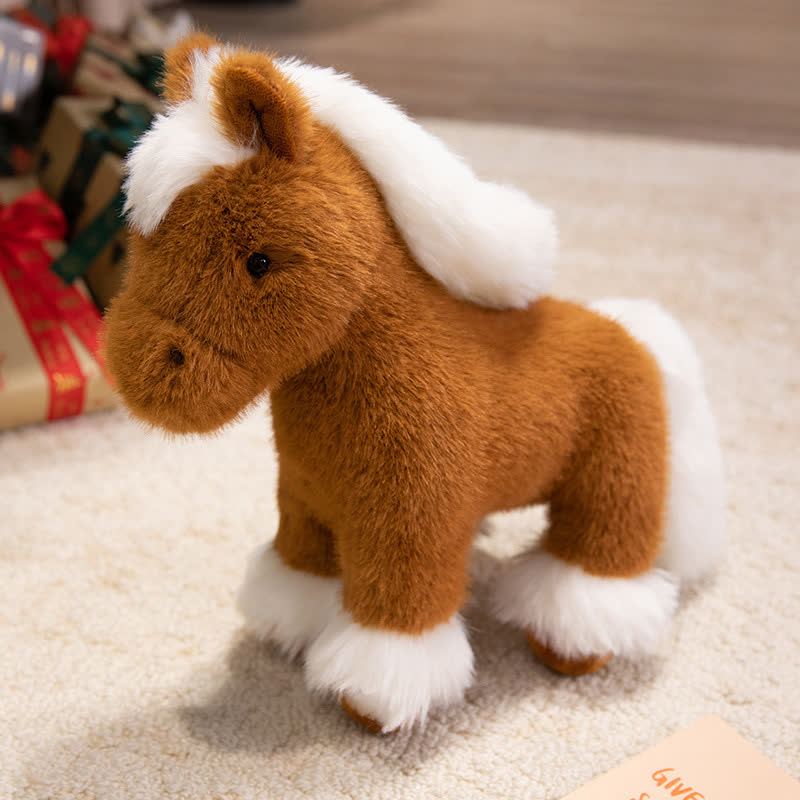 Peluche Cheval Signe du Zodiaque Porte-Bonheur Décoration - Brun - 2 pièces - 30 cm - image 6