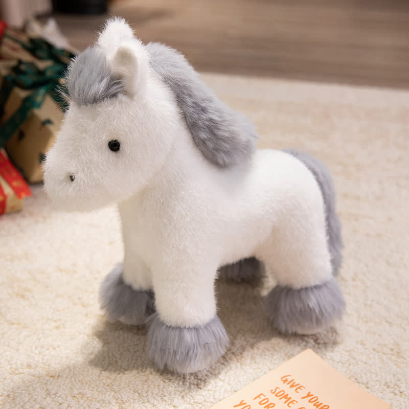 Peluche Cheval Signe du Zodiaque Porte-Bonheur Décoration - Blanc - 2 pièces - 30 cm - image 3