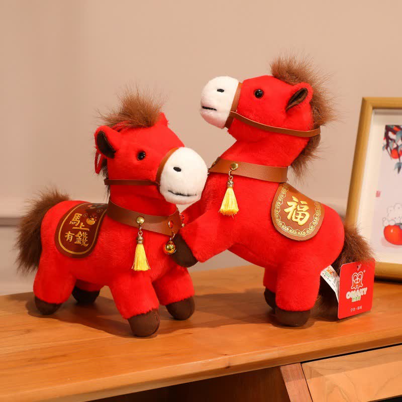 Peluche décorative Cheval du Zodiaque Rouge - image 1