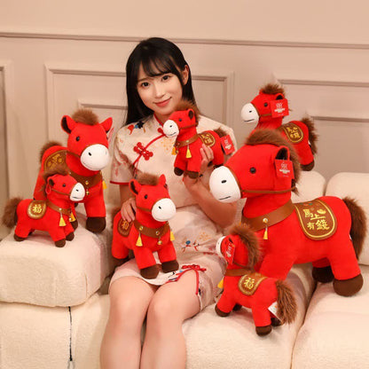 Peluche décorative Cheval du Zodiaque Rouge - image 0