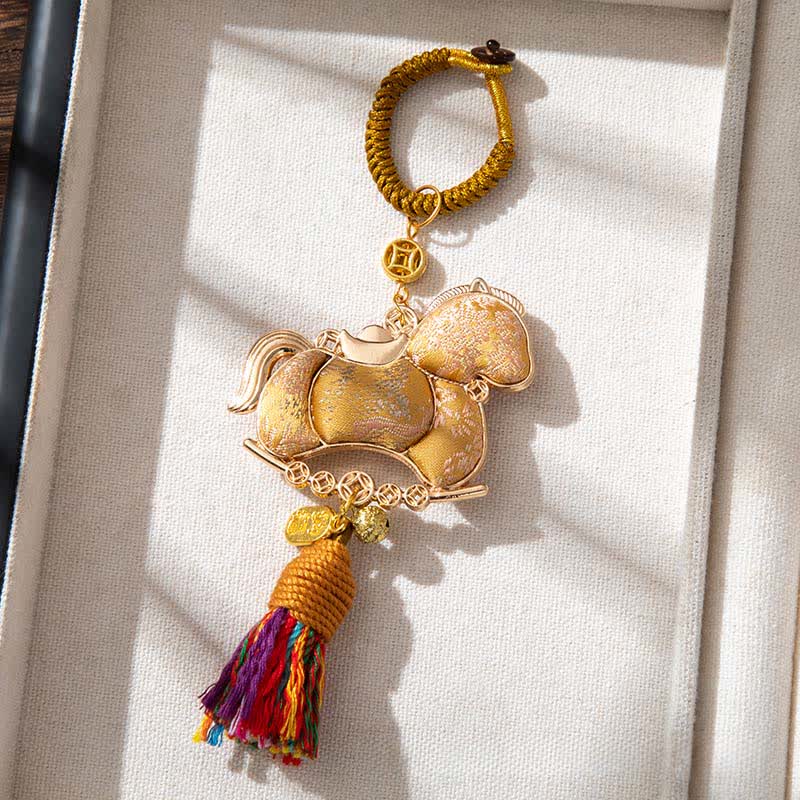 Pendentif décoratif de cheval oriental fait main - Jaune - 2 pièces - 5 cm x 14,7 cm - image 10