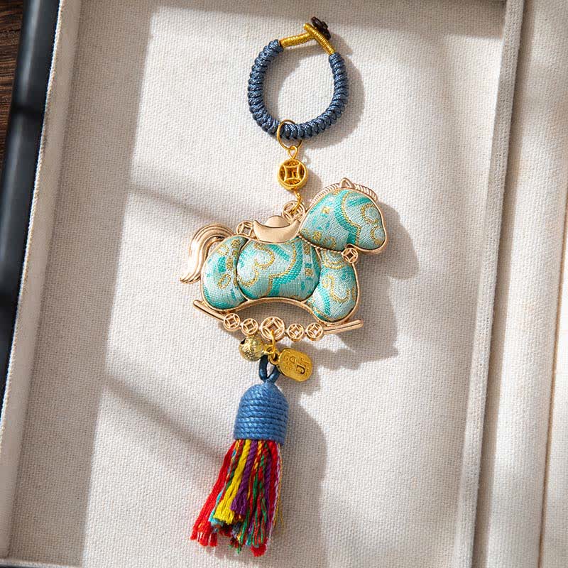 Pendentif décoratif de cheval oriental fait main - Bleu - 2 pièces - 5 cm x 14,7 cm - image 8