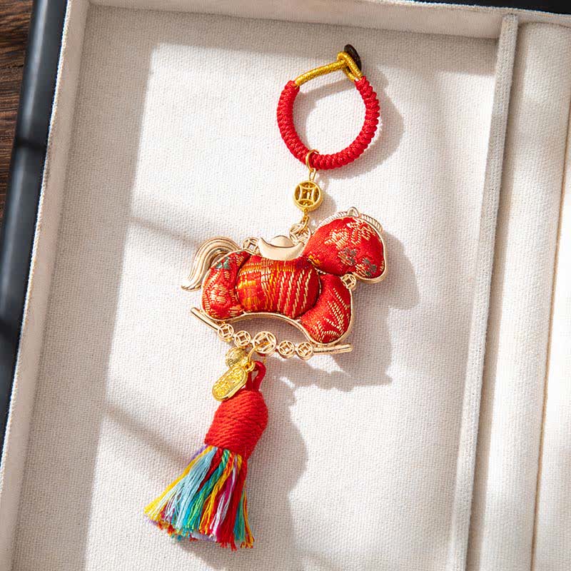 Pendentif décoratif de cheval oriental fait main - Rouge - 2 pièces - 5 cm x 14,7 cm - image 3