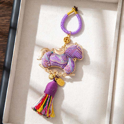 Pendentif décoratif de cheval oriental fait main - Violet - 2 pièces - 5 cm x 14,7 cm - image 4
