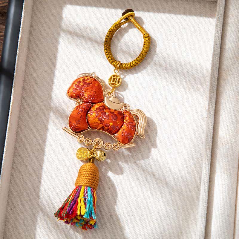 Pendentif décoratif de cheval oriental fait main - Orange - 2 pièces - 5 cm x 14,7 cm - image 11