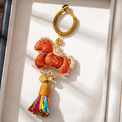 Pendentif décoratif de cheval oriental fait main - Orange - 2 pièces - 5 cm x 14,7 cm - image 11